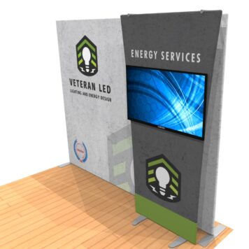 10ft tension fabric display with monitor kiosk revised