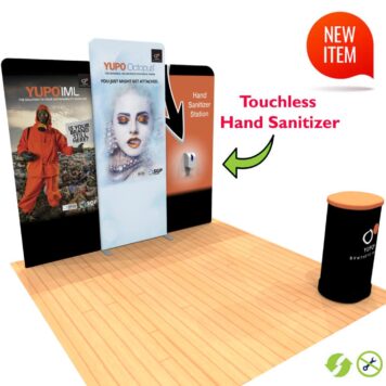 10ft tension fabric display with touchless hand sanitizer kit 1 revised