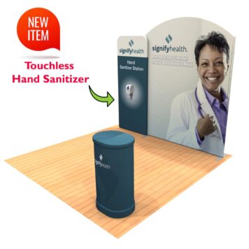 10ft tension fabric display with touchless hand sanitizer kit 3 revised