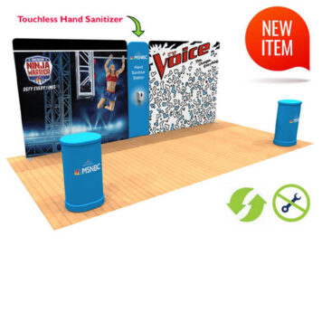20ft tension fabric display with touchless hand sanitizer kit 1 revised