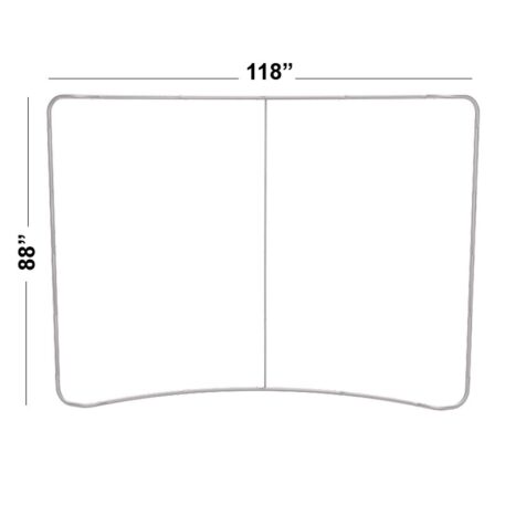 10ft Curved Waveline Display Frame Dimensions